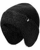 HAMUNI Winter Fleece-Beanie mit Ohrenschützern,Warme Winddichte Strickmütze für Damen & Herren,...