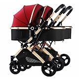 HAQMG Doppelter Kinderwagen für Neugeborenen Können Sitzen Lügen Baby Wagen, Kinderwagen...