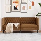 CKioict Chesterfield-Sofa 2-Sitzer Braun Kunstleder in Wildleder-Optik mit Mikrofaserstoff und...