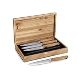 SPRINGLANE Steakmesser-Set, 4 Stück mit edlen Olivenholz-Griffen, Besteck-Set mit Holzgriffen, 12,5...