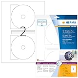 HERMA 8885 CD DVD Etiketten inkl. Zentrierhilfe für Inkjet Drucker, 10 Blatt, Ø 116 mm MAXI, 2 pro...