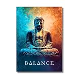 XXL Buddha Wandbild – moderne Meditationskunst in Türkis & Kupfer | Spirituelles Poster mit...