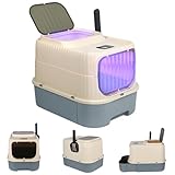 Katzentoilette XL mit UV-Lampe, Aktivkohlefilter, Doppeltür, Schaufel, Katzentoilette, 49 x 37 x 37...