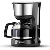 Aigostar Kaffeemaschine Edelstahl, 1000watt Filterkaffeemaschine Glaskanne bis 10 Tassen, 1,25l,...