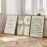 Ueiwffzo 3er Stilvolle Poster Set Grün Abstrakt Wandbilder Wohnzimmer Wandbild Modern Bilder Set...