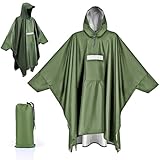 Apritsce Regenponcho für Erwachsene, Regenjacken Wasserdichter mit Kapuze Taschen Reflexstreifen,...