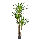 170cm Kunstpflanze Yucca Palme Künstliche Pflanzen groß mit 3 Köpfen im Kunststofftopf,...