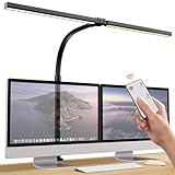 Tyonto 1300LM Doppelkopf Schreibtischlampe LED Dimmbar Fernbedienung, 24W 80CM Klemmbare Monitor...
