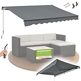Juskys Gelenkarmmarkise 350 x 300 cm, UV40+ & wasserabweisend, mit Kurbel & Wandhalterung Länge +...