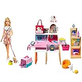 Barbie Pet Salon, 1x Puppe mit blonden Haaren, Welpe, Kätzchen, Haustierzubehör, Zubehör, 25...