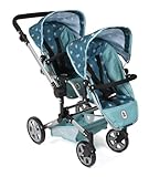 Bayer Chic 2000® Puppenwagen Linus Duo – Sternchen Türkis – Faltbarer Zwillingspuppenwagen –...