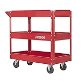 Arebos Werkstatt-Rollwagen Montagewagen | Werkzeugwagen | Belastbarkeit bis zu 100 kg | 3 Fächer