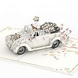 papercrush® Pop-Up Karte Hochzeitsauto - 3D Hochzeitskarte mit Auto „just married“, edle...