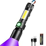 UV LED Taschenlampen Aufladbar(mit 2200mAh 18650 Akku), iToncs 3 In 1 Weißes Licht Schwarzlicht COB...