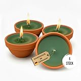 Lavalis 4er Set Flammschalen in Terrakotta, handbefüllt aus recyceltem Wachs, 15 h Brenndauer, 5 cm...