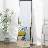 Lazyspace Ganzkörperspiegel, 140 x 40 cm, Schwarz HD Standspiegel mit Rahmen aus...