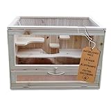 Melko Kleintierkäfig aus Holz, 60 x 35 x 42 cm, inklusive klappbarer Rampe, 5 stöckig, Nagervilla...