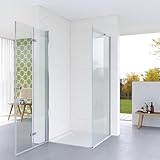 YAKE Rahmenlose Duschtür 80x75 cm, 5mm ESG-Sicherheitsglas mit Automatischer Heb-/Senk-Funktion,...