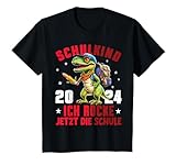 Kinder Schulkind 2024 cooler Dino Ich Rocke Jetzt Die Schule Jungs T-Shirt