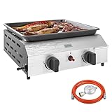 Outsunny Gasgrill 8000BTU/2,4 KW Grillwagen inkl 2 Edelstahl-Brenner Druckminderer Gasschlauch...