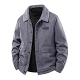 Bollrllr Herren-Fleecejacke mit Knöpfen, dick, warm, einfarbig, Sherpa-Futter, Trucker-Jacken,...