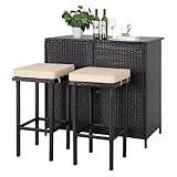 Calma Lux® Polyrattan Gartenbar Set Gartenmöbel Sitzgruppe Rattan Bar Tresen Theke Tisch Barset...