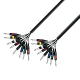 Adam Hall 3 Star Series Instrumentenkabel (8 x 6,3 mm Mono-Klinke auf 8 x 6,3 mm Mono-Klinke), 3 m