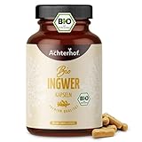 Ingwer Kapseln Bio 160 Stück | 500 mg Ingwer-Pulver pro Kapsel | aus 100% Ingwerpulver in höchster...