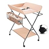 Wickeltisch Wand Klappbar - Baby Wickeltisch, Mobiler Wickelkombi mit Rädern Wickelauflage...