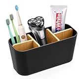 Bambus Trennwände Toothbrush Holder, Zahnbürstenhalter mit 4 Zahnbürstenfächer + 1...