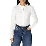 Amazon Essentials Damen Slim-Fit-Stretch-Popeline-Hemd mit Knöpfen, Weiß, M