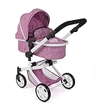 Bayer Chic 2000® 2in1 Puppenwagen Mika – Jeans Pink – faltbar – höhenverstellbarer Griff...