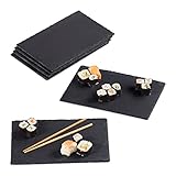 Relaxdays, 30x20 cm, anthrazit Schieferplatte im 6er Set, große Servierplatten aus Schiefer, zum...