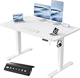 JUMMICO Höhenverstellbarer Schreibtisch mit USB-Ladeanschluss 120 x 60 cm, Schreibtisch...