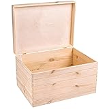 Creative Deco XXL Große Holzkiste mit Deckel | 40x30x24 cm (+/-1cm) | Holztruhe Erinnerungsbox Baby...