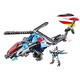 2-in-1 Hubschrauber und Mech-Roboter aus CaDA Baustein-Set mit Rückziehfunktion, Steck-Bausatz DIY...