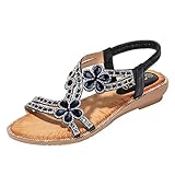 Sandalen Damen Sandalette Geschlossene Sandalen Bequem mit Blockabsatz und Riemchen Strandschuhe...