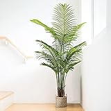 YOLEO Kunstpflanze Groß Kunstpalme 140cm Künstliche Pflanzen Groß wie echt Areca Palme Fake...