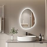 S'AFIELINA Spiegel mit Beleuchtung Asymmetrischer LED Badspiegel 60 x 45 cm mit Touch-Schalter,...