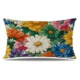 Kissenbezug Blume Kissenbezüge 60x90 cm Weiß Samt Sofakissen, Rechteckige Dekokissen mit...