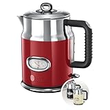 Russell Hobbs Wasserkocher [1,7l, 2400W] Retro Rot und polierter Edelstahl (Schnellkochfunktion,...