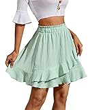 Vcindai Damen Sommerrock Kurz Rüschen Rock Layered Skirt Minirock