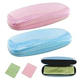2 Stücke Brillenetui Damen, Bunt Kratzfeste Brillenbox PU Leder Hartschalenetui mit...