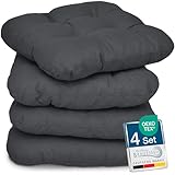 Beautissu 4er Set Sitzkissen 40x40 cm Lisa Anthrazit - weiche Indoor & Outdoor Kissen mit 8cm...