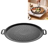 Feuerplatte aus Gusseisen,Ø35cm,Grillplatte ideal für den Grill und Backofen,Outdoor BBQ Platte...