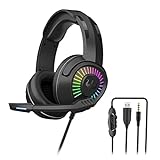 Wscoficey GT67 Wired Headset Head-Mounted Earphone 3.5MM USB Interface LED RGB Light Computer Gaming...