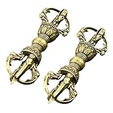 Hohopeti 2 Stück Vintage Messing Vajra Pestle Ornament Filigranes Buddhistisches Dekorationsstück...