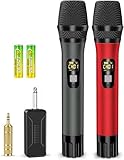 Mikrofon kabellos, Funkmikrofon mit wiederaufladbarem Empfänger, 6,35 Klinke, 160 Fuß Reichweite,...