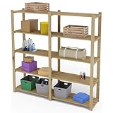 Lenmar Serie B Holzregal, Kiefer, Holz, Hellbeige, B-30 170 x 150 x 40 cm, 5 Böden, Bücherregal,...