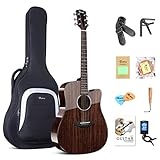 Rosen G31 Dreadnought Akustikgitarre Black Solid Mahagoni Top 41 Zoll Guitarra Full Size Cutaway mit...